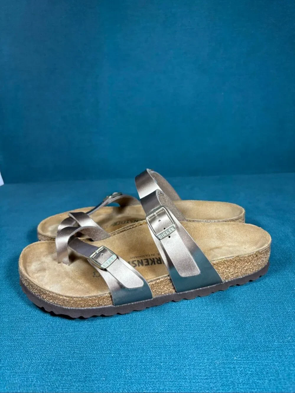 Birkenstock Mayari Sandals Womens Size 37/6-6.5US/ Metallic Bronze Pewter